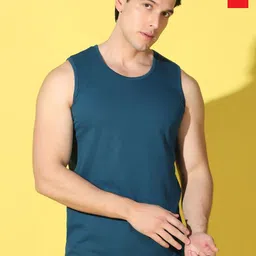WOOSTRO 2-Pcs Odour-Free Combed Cotton Innerwear Vests VWS26(PLAIN PEACOCK)(ENJOY RED)-image-62