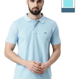 Force NXT Blue Cotton Regular Fit Polo T-Shirt-54