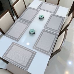 HOKIPO 5 Pieces Rust Red Table Placemats with Runner-17