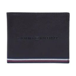 TOMMY HILFIGER Brown Layou Striped Leather Bi-Fold Wallet-image-98