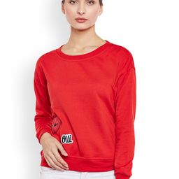 Belle Fille Women Red Solid Sweatshirt-image-99
