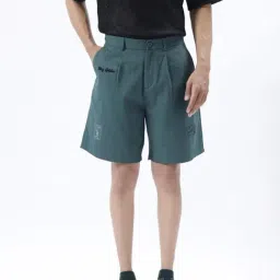 Rare Rabbit Green Cotton Relaxed Fit Embroidered Shorts-picture-19