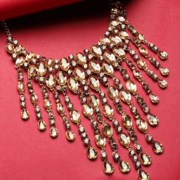 SOHI Gold Maxi Crystal Drop Necklace-image-40
