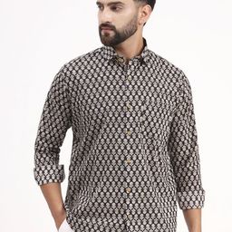 MILLENNIAL MEN Men Comfort Fit Floral Printed Spread Collar Cotton Casual Shirt-image-88