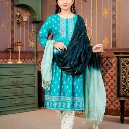 Aarika Girls Green Printed Kurti Set-image-21