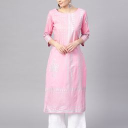 Varanga Women Pink Geometric Printed Cotton Kurta-picture-39