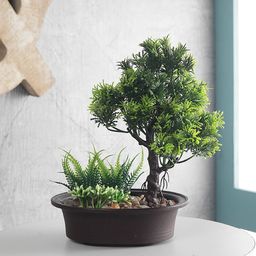 FOLIYAJ Green Artificial Bonsai Tree With Pot-11
