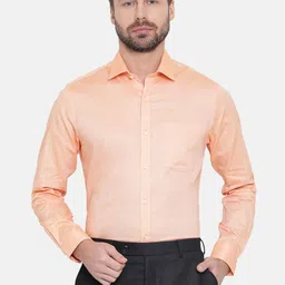 Turtle Men Orange Smart Slim Fit Solid Formal Shirt-image-58