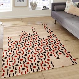 PRESTO Beige & Brown Printed Hand Tufted Wool Anti-Skid Carpet-image-79