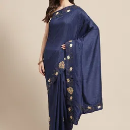DIVASTRI Floral Beads and Stones Mysore Silk Saree-image-30