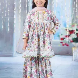 Little Bansi Multicolor Cotton Floral Print Kurta Set-image-3