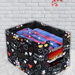 Kuber Industries Set Of 3 Black & White Disney Mickey Print Foldable Cloth Storage Boxes With Handle image 4