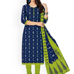 MIRAAN Geometric Printed Pure Cotton Kurta with Churidar & With Dupatta-15