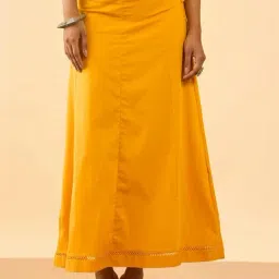 Taneira Yellow Plain Saree Shapewear-image-25