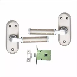 Atom Stainless Steel, Zinc Alloy Silver Door Handle Lock Set, SkodaDottedSS.210-picture-37