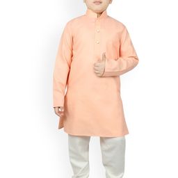 SG YUVRAJ Boys Peach-Coloured & White Solid Kurta with Pyjamas-15
