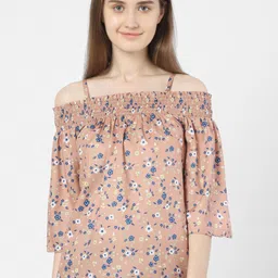 Vero Moda Beige Floral Print Off-Shoulder Bardot Top-picture-10