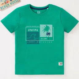 Ed-a-Mamma Kids Green Cotton Printed T-Shirt-picture-26