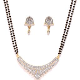 YouBella Black & Gold-Toned Stone-Studded Mangalsutra & Earrings Set-27