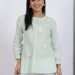 W Green Embroidered Kurti-image-27