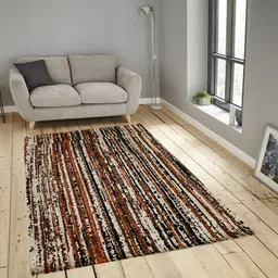 PRESTO Beige & Brown Striped Anti-Skid Carpet-28