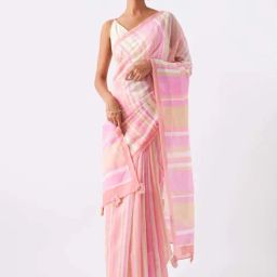 Taneira Pink Cotton Silk Printed Saree With Unstitched Blouse-image-69
