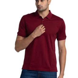 Raymond Maroon Cotton Contemporary Fit Polo T-Shirt-image-40