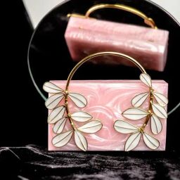 NR by Nidhi Rathi Pink METAL Solid Clutch-image-11