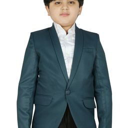 SG YUVRAJ Boys Turquoise Blue Self Design Blazer-image-83