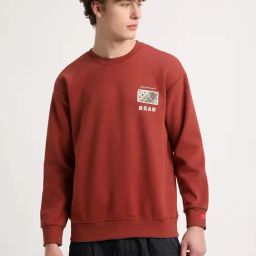 The Bear House Maroon Cotton Regular Fit Printed Sweatshirt-image-28