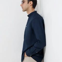 Ascot by Westside Navy Solid Relaxed-Fit Cotton Shirt-image-71