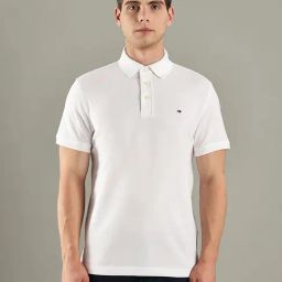 TOMMY HILFIGER White Solid Slim Fit Cotton Polo T-Shirt-picture-45