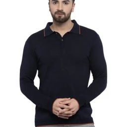 Kalt Men Full Sleeves Polo Collar Cotton T-Shirt-image-45
