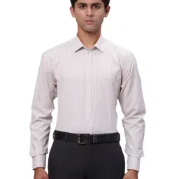 Park Avenue Beige Slim Fit Checks Shirt-picture-0