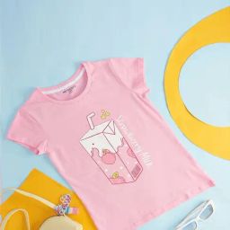 Pantaloons Junior Kids Candy Pink Cotton Printed T-Shirt-picture-24