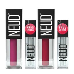 Neud Matte Liquid Lipstick Combo Peachy Pink & Quirky Tease with Two Lip Gloss Free-image-14