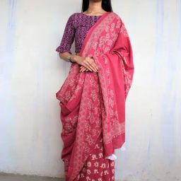 Chidiyaa Pink Floral Ajooni Saree-image-20