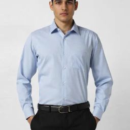 Van Heusen Blue Cotton Regular Fit Self Pattern Shirt-image-58