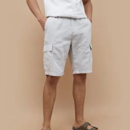 Fame Forever By Lifestyle Grey Cotton Regular Fit Texture Cargo Shorts-picture-7