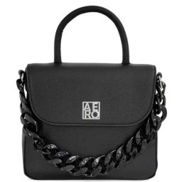 Aeropostale Rena Black PU Solid Satchel Handbag-image-3