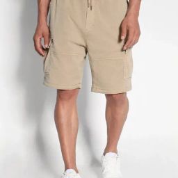 american eagle outfitters American Eagle Khaki Cotton Regular Fit Cargo Shorts-picture-49