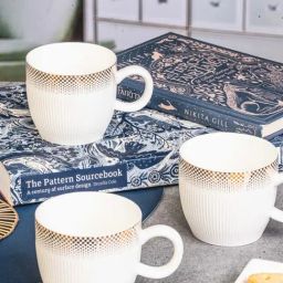 White Gold White Porcelain Tea & Coffee Mug - Set of 6-image-31