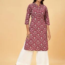 Rangmanch by Pantaloons Red Cotton Floral Print Straight Kurta-picture-26