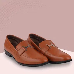FAUSTO Men Tan Brown Solid Loafers-picture-40