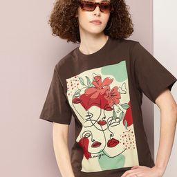 DILLINGER Women Printed Pure Cotton Oversized T-shirt-image-64
