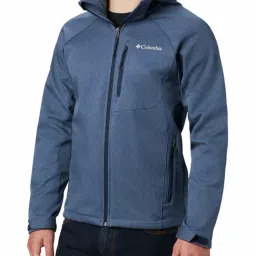 Columbia Blue Regular Fit Hooded Jacket-image-92