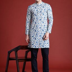 Anouk Men Floral Printed Mandarin Collar Pure Cotton Kurta-picture-13