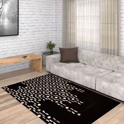 PRESTO Brown & Cream Printed Hand Tufted Wool Anti-Skid Carpet-49