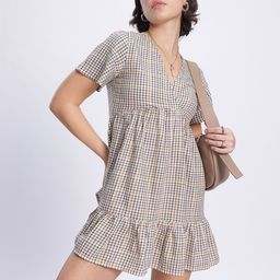 DressBerry Academia Core Checked A-Line Mini Dress-image-8