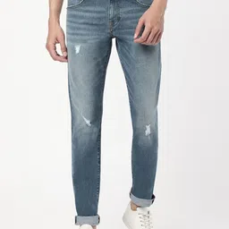 Passion Men Slim Fit Mildly Distressed Light Fade Stretchable Cotton Jeans-image-57